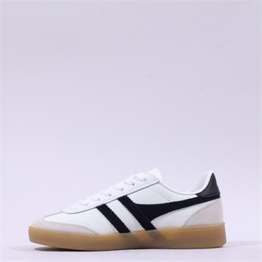 Gola Viper Leather Gumsole Retro Trainer - White Black